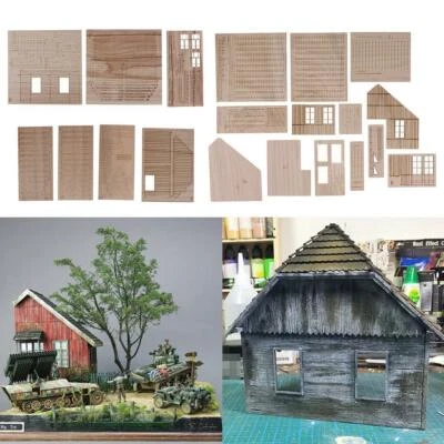 2x 1/35 Scala Modello di Casa in Legno Diorama Case di Villaggio in Rovina - Immagine 1 di 4