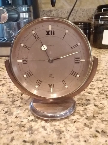 IMHOF Swiss Semca Desk Clock Brass 3" x 3" Bronze Face FOR PARTS Not running Cover