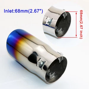 Universal 2.67" 68mm Inlet Car Tail Pipe Muffler Rear Exhaust Throat Tips Trim - Picture 1 of 8