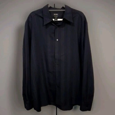 Camisa de vestir Claiborne Axcess XXL a rayas sin arrugas manga larga negra Foto 1 de 4