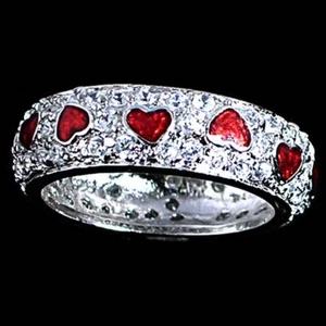 DESIGNER REPLIKA_PAVE' CZ_ROTER EMAILLE HERZ RING_GR-7 __925 STERLINGSILBER - Bild 1 von 7