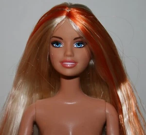 Mattel Barbie Doll Blonde Orange Streaks Blue Eyes Bendable Legs - Picture 1 of 10