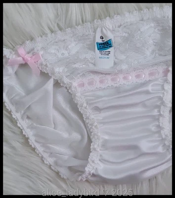 Vintage TOSCA Lingerie PANTIES String Bikini BRIEF Pink Bows LACE Silky Nylon ~M - Image 1 of 4