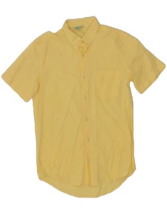 BENETTON Mens Short Sleeve Shirt Small Yellow Cotton AM01 - Picture 1 of 4