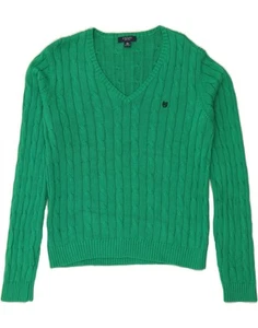 CHAPS Womens V-Neck Jumper Sweater UK 18 XL Green Cotton TZ18 - Picture 1 of 3
