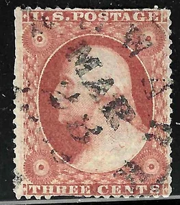 Sc #26 MAR 28 Date Cancel 3 Cent Washington 1857-61 US 82B16 - Picture 1 of 2