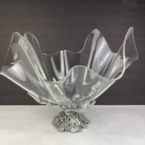 Arthur Court Grapevine Clear Acrylic & Aluminum 11"Serving Bowl - Picture 1 of 16