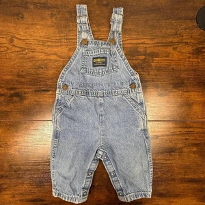 Vintage OshKosh B'gosh Denim Baby Overall 6/9 Monate Druckknopf Schrittlänge Hergestellt in den USA - Bild 1 von 8