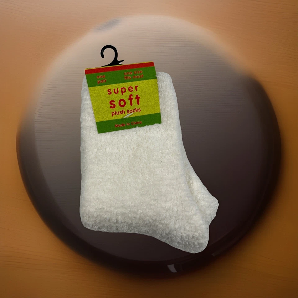 Calcetines De Colección Para Mujer Súper Suave Felpa Blanco Crew OSFM Mezcla Poliéster Talla 9-11 Foto 1 de 4