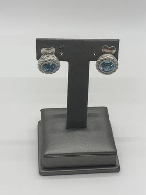 Judith ripka blue topaz heart earrings - Image 1 of 4