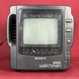 Vintage Sony Mega Watchman FD-525 4.5" Black & White TV w/ AM/FM Radio Tuner - Picture 1 of 24