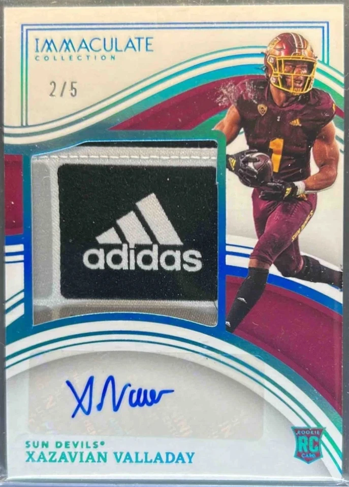2023 Immaculate Adidas Logo Patch Auto RPA /5 Xazavian Valladay ASU Sun Devils - Image 1 of 1