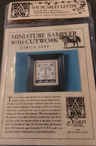 MINIATURE SAMPLER WITH CUTWORK CIRCA 1800 THE SCARLET LETTER CROSS STITCH KIT - Picture 1 of 5
