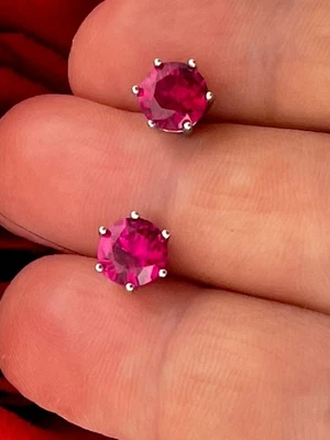 2ct Natural Ruby Jewellery Ruby Earrings Handmade Jewelry Ruby Stud Earrings - Image 1 of 4