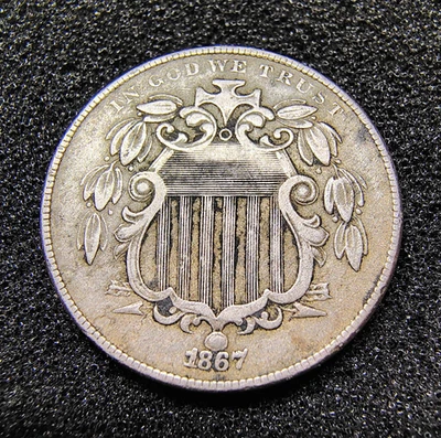 1867 - No Rays - Shield Nickel 5C - VF-XF Condition - Surviving Pop - 40K - Image 1 of 4