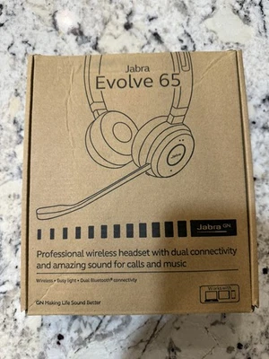 Jabra Evolve 65 MS Wireless Headset, Link 370 USB Adapter NEW - Image 1 of 4