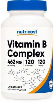 Nutricost Vitamin B Complex 460mg, 120 Capsules With Vitamin C - High Potency - Image 1 of 4
