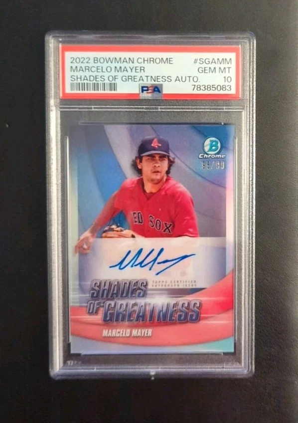 2022 Bowman Chrome Marcelo Mayer Shades Of Greatness Auto Pop 6 - Image 1 of 2