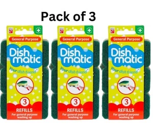 9 x Heavy Duty Dishmatic Refill Sponges Washing Up Scourer Replacement Head - Picture 1 of 2