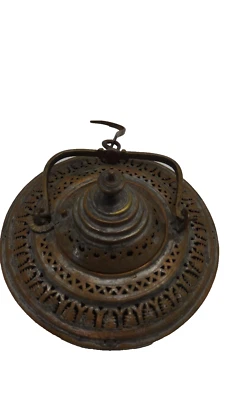 Antiguo quemador de incienso colgante de mano placa de plata sobre cobre RARO India Foto 1 de 4