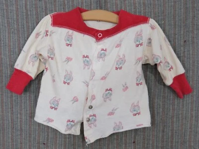 Camisa térmica LS de algodón de Pascua de dibujos animados conejo 0-3 meses infantil de colección años 50 Foto 1 de 4