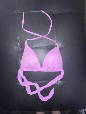 Top de baño halter acolchado rosa púrpura vintage de Victorias Secret talla mediana Foto 1 de 3