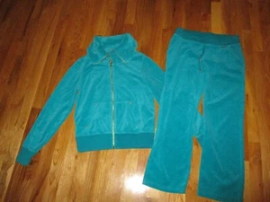 Damen Michael Kors Aqua Blau Velour Trainingsanzug Reißverschluss Jacke & Hose Größe S - Bild 1 von 13