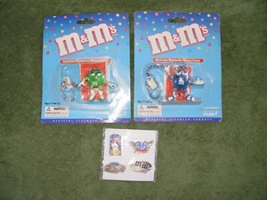 RARE BASIC FUN KEYCHAINS M&M'S & RARE M&M LAPEL PINS, SET OF 6 COLLECTIBLES NEW - Picture 1 of 5