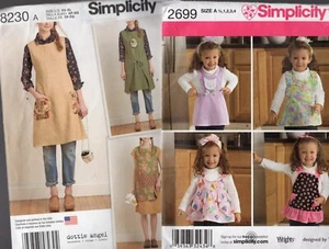 2 Simplicity Apron Patterns: 2699 Kids 1/2-4 & 8230 Adults SZ 6-24 Both uncut FF - Picture 1 of 2