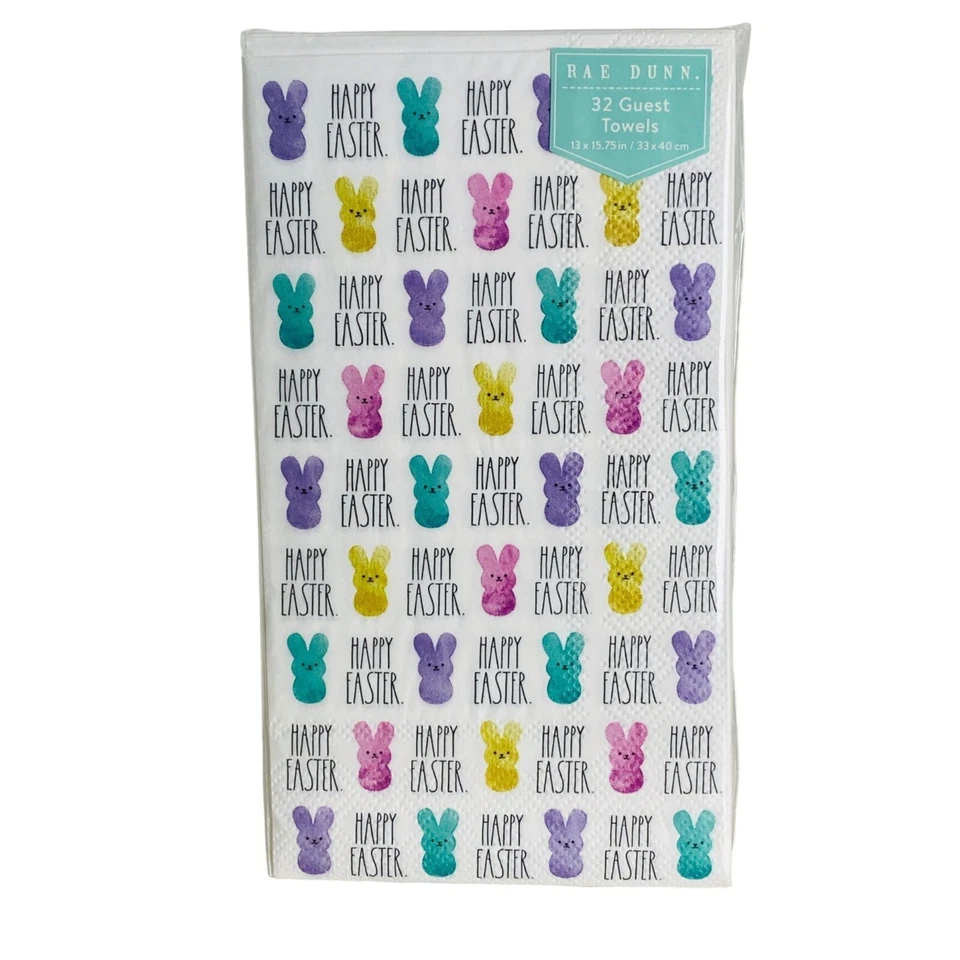 32 servilletas de papel de triple capa para anfitriona invitada Rae Dunn Happy Easter Bunnies Foto 1 de 1