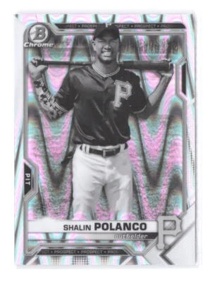 2021 Bowman Draft Shalin Polanco Chrome Black & White RayWave Refractor Pirates - Image 1 of 2