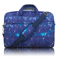 TaylorHe 15" Canvas Laptop Shoulder Bag Carry Case Handles Strap Blue Stars