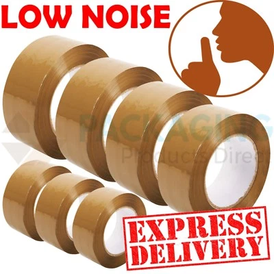 EXTRA STRONG LOW NOISE BIG TAPE PARCEL PACKING TAPE 50MM X66M BROWN /BUFF LARGE - Image 1 of 4