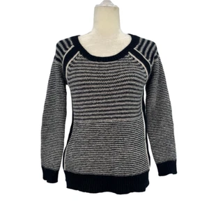 Splendid Sweater Pullover Stripe Black White Lambswool Cashmere Womens Size M - Picture 1 of 10