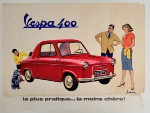 Very Rare * VESPA 400 * Automobile Car * ORIGINAL 1958  French Poster - Picture 1 of 7