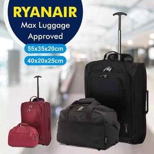 Ryanair Hand Cabin 40x20x25 & 2nd Baggage Fits 55x40x20 Luggage Set (55x35x20cm) - Picture 1 of 100