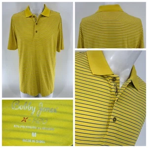 Bobby Jones X-H20 Golf Polo Shirt M Yellow Blue Stripe Poly LNWOT YGI V3-24 - Picture 1 of 11