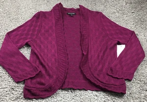 Notations Womens Cardigan Sweater Sz S Purple Eyelet Open Front Long Sleeve NWT - Picture 1 of 12