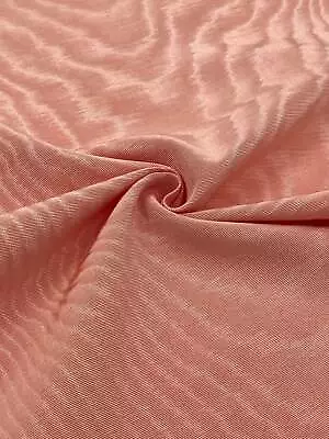 Salmon Silk Moire Fabric By 2 Meters,Watermark Patterned, Multicolor Options. - Image 1 of 4