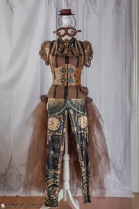Flier Steampunk Costume Small Ladies Brown Festival Halloween Goth - Picture 1 of 8