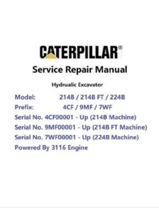 Manual de reparación motor Caterpillar Cat 214B 214B FT 224B (4CF 9MF 7WF 3116 - Imagen 1 de 1