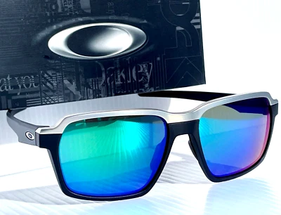 NEW Oakley PARLAY Matte Black POLARIZED Galaxy Jade Mirror Lens Sunglass 4143 - Image 1 of 4