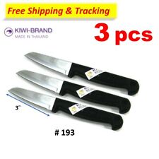 3x KIWI Thai Fruit Knives Plastic Safe Handle Slit Kitchen Stainless Knife 3" 