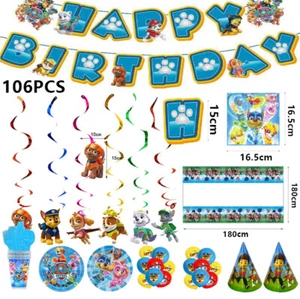 Paw Patrol Birthday Supplies Kids Children Tableware Banner Party Decoration Set - Picture 1 of 23
