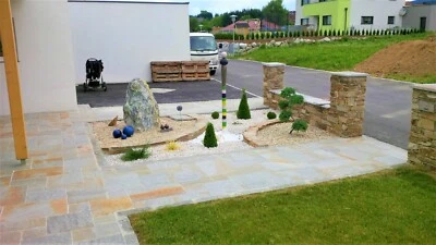 Gneis Naturstein Terrassen Platten Formatplatten Bahnenplatten Silber Braun 20cm - Bild 1 von 2