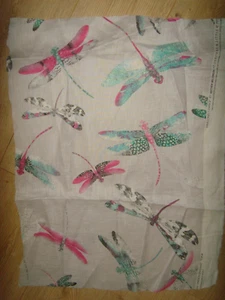 REMNANT DRAGONFLY DANCE OSBORNE LITTLE PRINT FINE LINEN FABRIC 47cms x 66cms - Picture 1 of 2