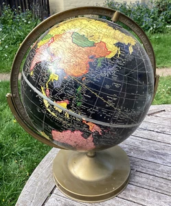 rare vintage antique art deco american Cram Starlight Black World Globe - Picture 1 of 12