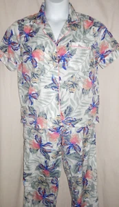Isaac Mizrahi Silky Poly 2pc Pajama Set sz Small Colorful Tropical Floral - Picture 1 of 14