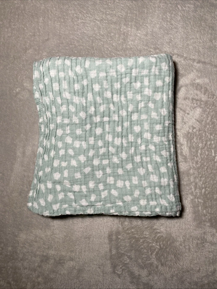 Manta Aden & Anais Blanca Cuadrada Formas Rectangulares Muselina Verde Envoltura Lovey Foto 1 de 4