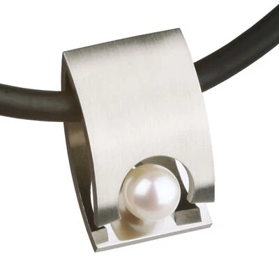 Ernstes Design Anhänger AN134 aus Edelstahl mit Perle 8 mm mattiert - Bild 1 von 3